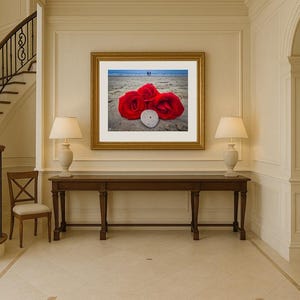 Jay Ligda Photography: Red Roses on Beach and Sand Dollar - Mockup