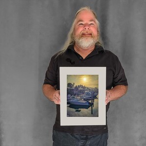 Rising Sun Glows Over Marina - 9-7/8"x7-3/8" Matted Photo Size