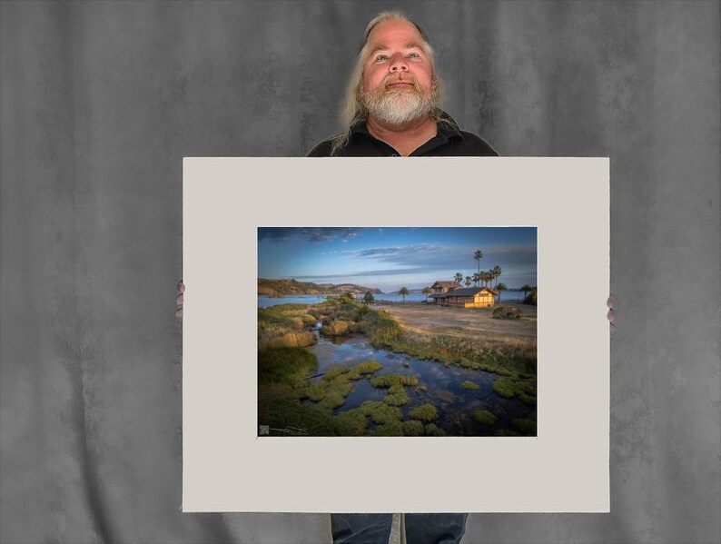 Clouds Reflect Benicia March with Depot - 17-3/8"x23-3/8" Matted Photo Size