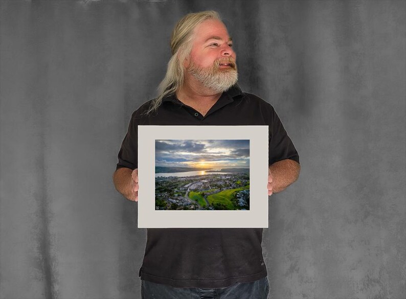 Sunset Over Strait - 7-3/8"x9-7/8" Matted Photo Size