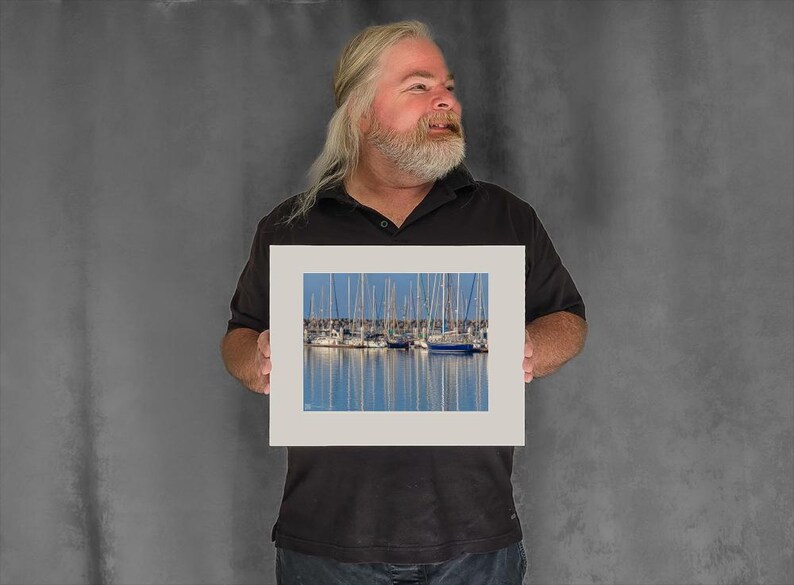 Masts Reflect in Calm Waters - 7-3/8"x9-7/8" Matted Photo Size