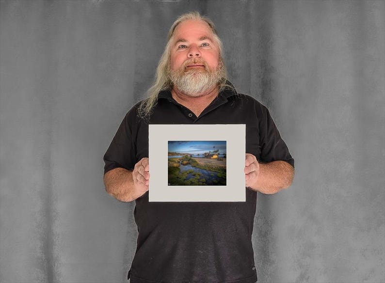 Clouds Reflect Benicia March with Depot - 4-3/8"x5-7/8" Matted Photo Size