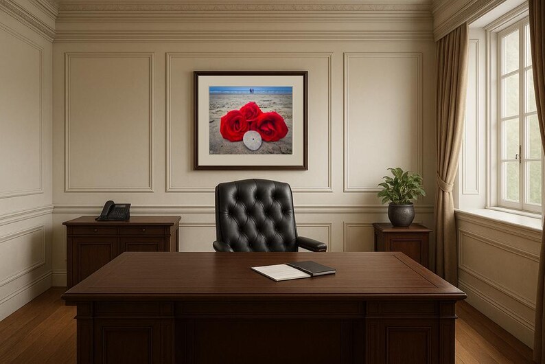 Jay Ligda Photography: Red Roses on Beach and Sand Dollar - Mockup