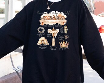 Maglietta girocollo "La più grande storia mai raccontata" - Maglietta cristiana per la Pasqua