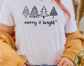 Felpa Merry & Bright Christmas Tree: maglietta natalizia in morbido cotone