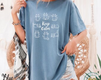 Maglietta da yoga con gatto Comfort Colors: maglietta da meditazione retrò da donna