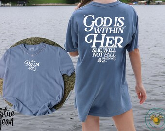 Comfort Colors® Dio è dentro di lei Lei non cadrà Felpa con cappuccio Coquette Christian Shirt Felpa con cappuccio Jesus Felpa cristiana