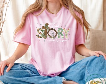 Felpa con cappuccio True Story Easter Cross: Christian He Is Risen Crewneck