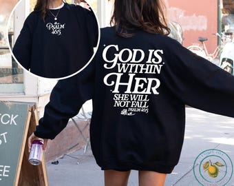 Felpa con cappuccio Dio è dentro di lei: felpa con versetto della Bibbia cristiana