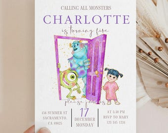 Monsters University Invitation Monsters Invitation Monsters Inc Birthday Invitation Monsters Editable Invitation Digital Card