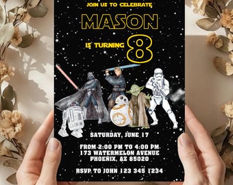 Printable Birthday Invitation, Star invite, wars invitation, darth vader birthday party, Instant Download stormtrooper invitation
