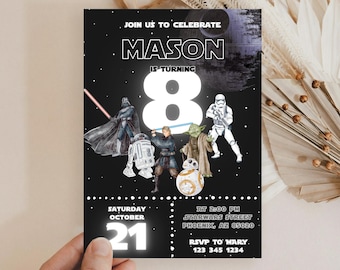 Printable Birthday Invitation, Star Wars invite, wars invitation, darth vader birthday party, Instant Download stormtrooper invitation