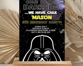 Star War Birthday Invitation Darth Vader Template Printable Birthday Party Invite Digital Kids Party Invite Template Star wars
