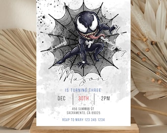 Venom Birthday Invitation Template Digital Instant Download - Venom Birthday Party Invites - Superhero Editable Boy