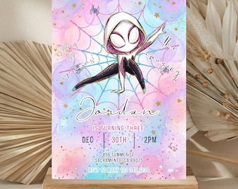 Ghost Spider Birthday Invitation, Spidey Birthday Invite, Amazing Friends, Ghost Spider invite, Gwen Birthday Party Invite