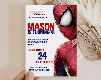 Plantilla editable de invitación de cumpleaños de Spider-Man / Invitación para fiesta de superhéroes para niño / Descarga instantánea / Plantilla imprimible de Spidey Canva