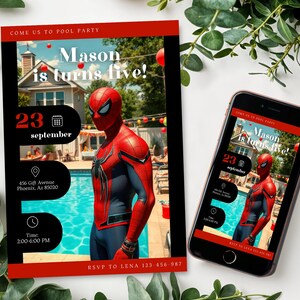 Spiderman birthday Invitation, printable Spider-man template, Editable Spider evite party