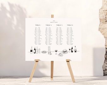 Hand-Drawn Wedding Seating Chart Template: Playful Illustrated Table Plan (Digital Download)