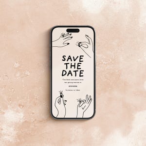 SAVE THE DATE Evite | Digital Wedding Invitation Template | Instant Download | Hand Drawn Email Whatsapp Invite | Illustrated Save The Date§