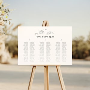 SITZPLAN Vorlage | Hochzeit Empfang Beschilderung | Handgezeichnet Berg Gäste Sitzplan | Einfacher sauberer illustrierter Tisch | Landschaft