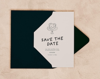 Save the date Template | Illustrated Printable Wedding Invitation (Digital Download)