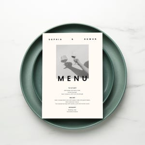 Menu Template | Printable Wedding Table Decor | Simple Clean Minimalist