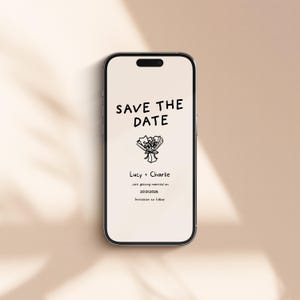 SAVE THE DATE Evite | Digital Wedding Invitation Template | Instant Download | Hand Drawn Email Whatsapp Invite | Cute Flowers Illustrations