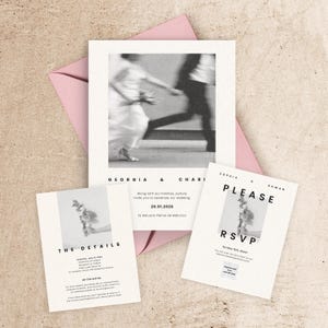 Suite di modelli di inviti di nozze / Semplice, pulito, elegante, personalizzato / Senza tempo, minimalista, classico, cancelleria / Dettagli RSVP