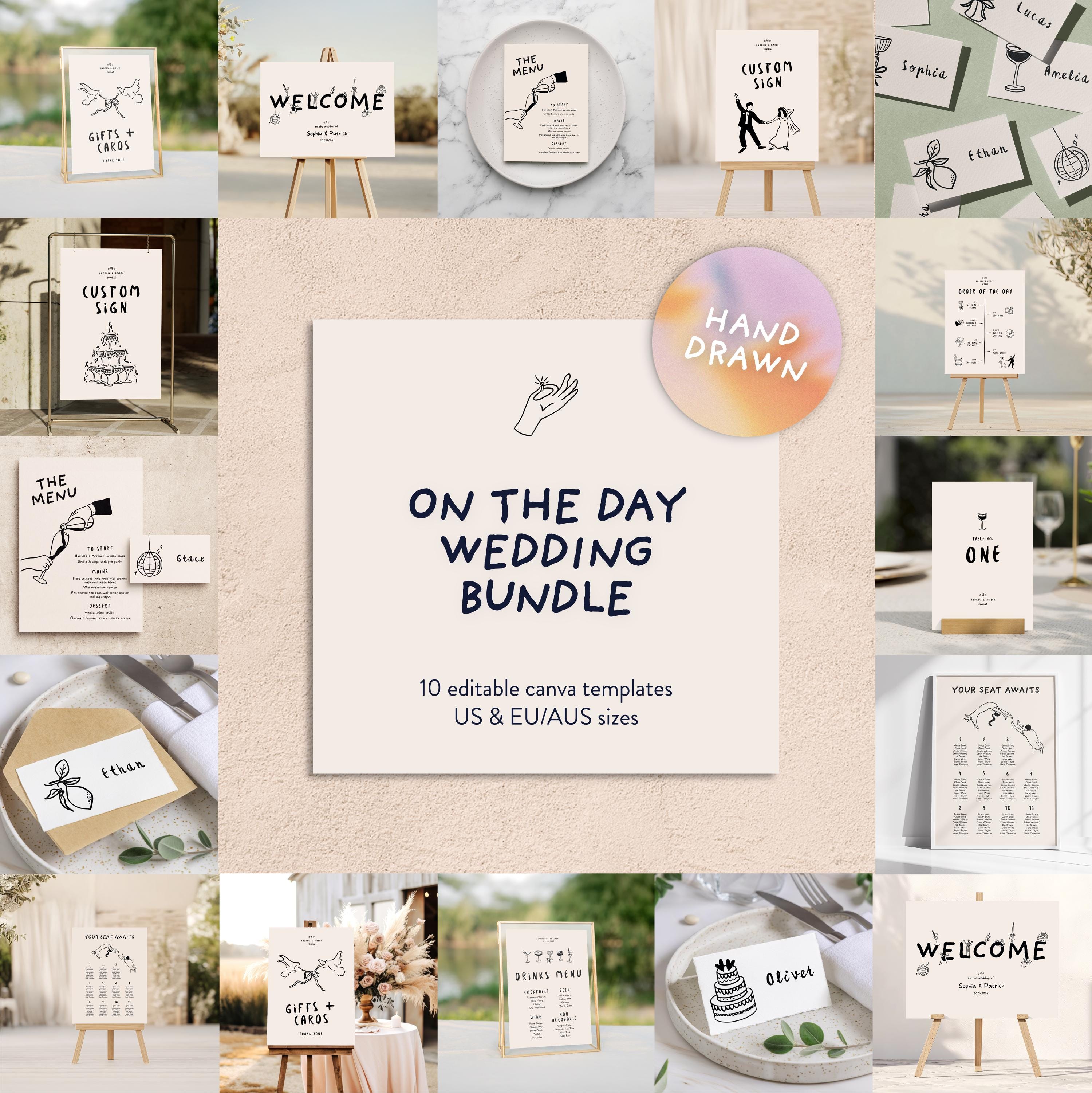 Wedding Signage Math Hand-drawn Wedding Signage Template Suite (canva Template) - Etsy