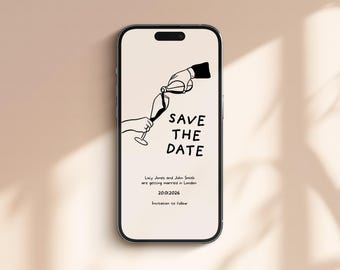 Hand-Drawn Save the Date Evite | Digital Wedding Invitation (Instant Download)