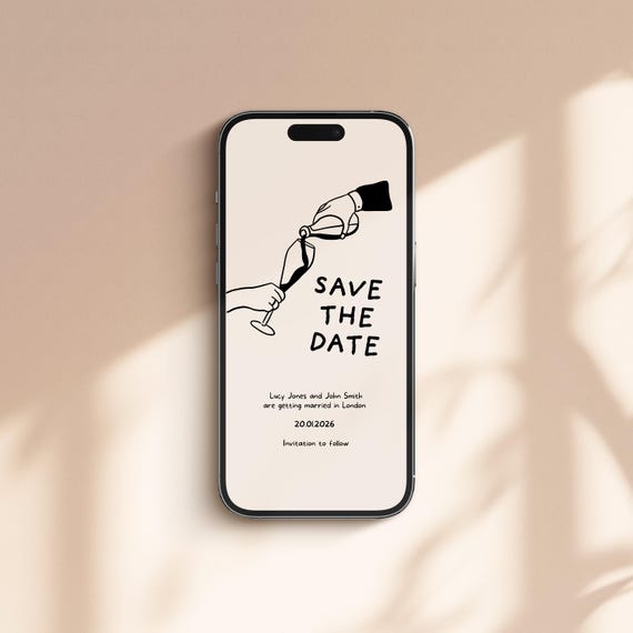 Hand-Drawn Save the Date Evite | Digital Wedding Invitation (Instant Download)