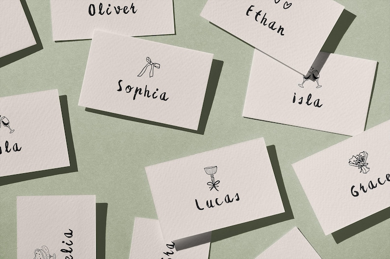 Menú ilustrado + Plantilla de tarjetas de mesa / Decoración de mesa imprimible dibujada a mano para bodas o fiestas de cumpleaños imagen 6