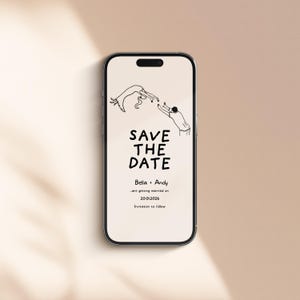 SAVE THE DATE Evite | Digital Wedding Invitation Template | Instant Download | Hand Drawn Email Whatsapp Invite | Illustrated Bride + Groom