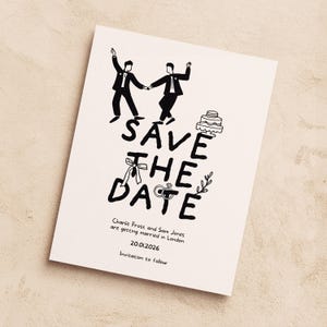 Plantilla para guardar la fecha Mr + Mr: Dibujo a mano (Descarga digital)