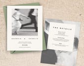 Photo Wedding Invite Template | Stylish & Clean Modern Classic Minimalist Invitation | Double Sided Editable