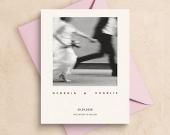 Photo save the date template, printable wedding invitation