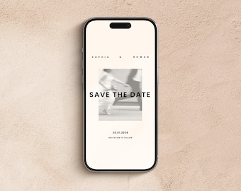 Photo Save The Date Evite | Custom Digital Wedding Invitation Template | Email Whatsapp Invite