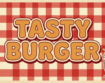 Retro Hungry Font: Groovy Bold Serif Typeface - Vintage 70s Style, Chunky Soft Letters, Food Branding Digital Download- Commercial Use