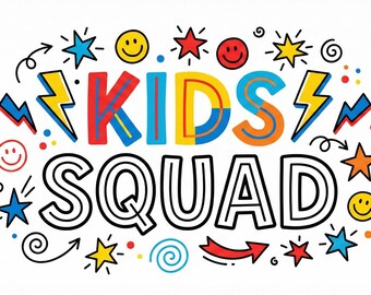 Kids Squad Font Trio: Fun Multicolor Bubble Letters, OpenType SVG Font (Layered Outline, Bold Style, Digital Download for Crafts)