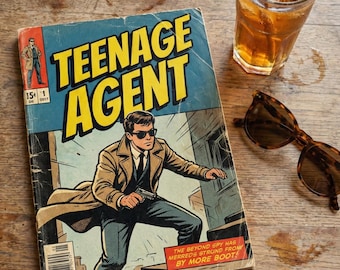 Teenageagent Schriftfamilie - Retro Comic Display Schrift - Bold Italic Style, Vintage Action, 4 OTF-Dateien, Design Objekt- Kommerzielle Nutzung