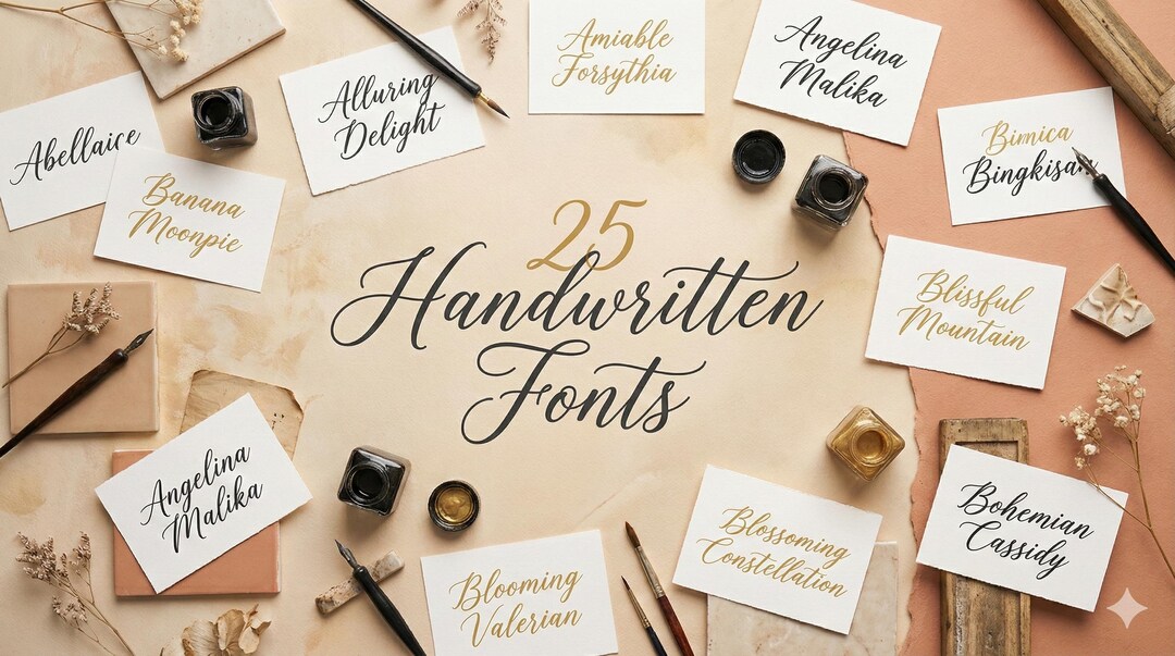 25 Handwritten Font Bundle | Calligraphy Script Fonts for Wedding ...