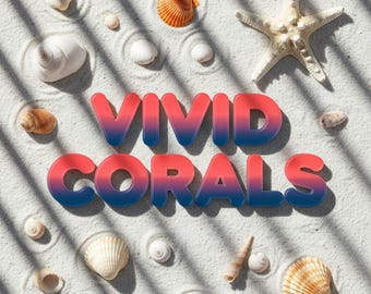 Vivid Corals Font - Tropical Reef Display Typeface - Colorful Gradient Texture, OpenType SVG, Summer Party Designs- Commercial Use