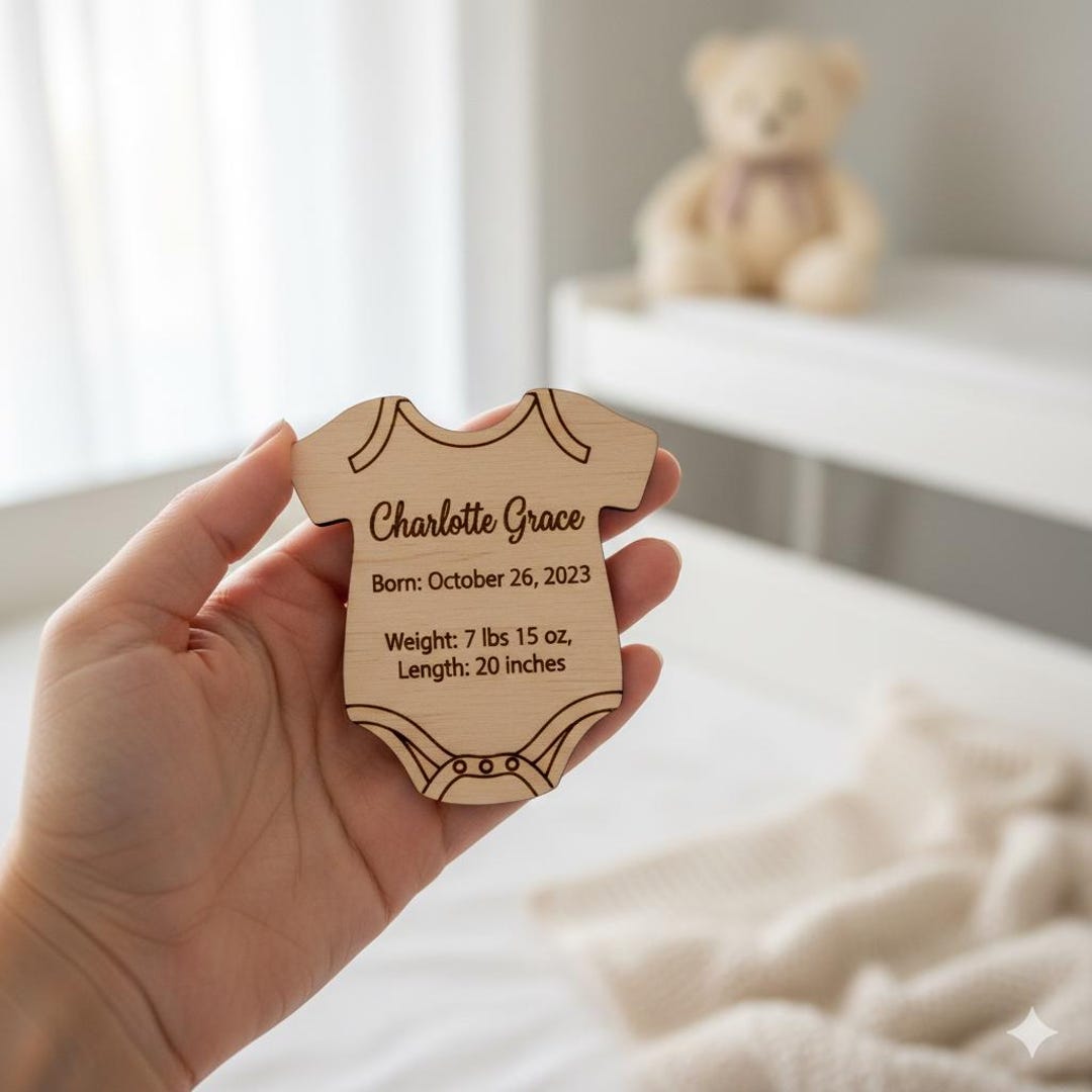 5 Birth Announcement Laser Cut Files | Baby Stats Ornament SVG Bundle ...