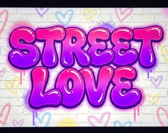 Lovely Graffiti Font Bubbly Urban Letters: Y2K Heart Spray Typeface, Vinyl Cutting, Cricut Ready | OTF, TTF, Social Media Quotes