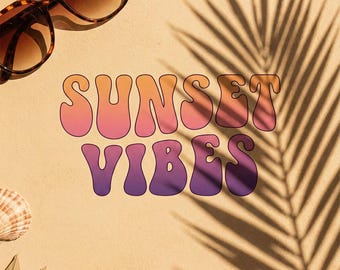 Sunset Vibes Font: Laid Back Curves - Retro Branding Logos, Gradient Effect Font, Perfect for T-Shirt Designs- Commercial Use