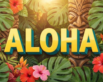 Hawaii Font Duo Retro: Bold Tiki Display Typeface, Layered Shadow Effect | OTF & TTF Files, Summer Vibes | Cricut Ready- Commercial Use