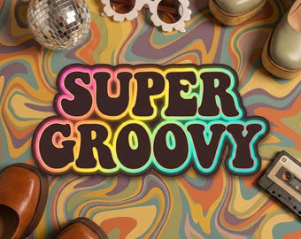 Super Groovy Font Retro 70s Bubble: Liquid Bubbly Style - Cricut Friendly, Thick Lettering, Vintage Display Typeface- Commercial Use