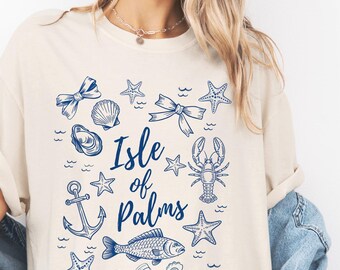Custom Comfort Colors Beach T-Shirt: Coastal Coquette Bow Design