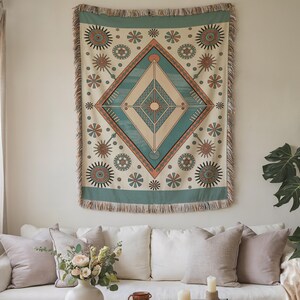 Bohemian Woven Blanket - Timeless Tribal Decorative Blanket, Cozy Boho Blanket Gift, Nomad Tribal Inspired Geometric Blanket Neutral Soft