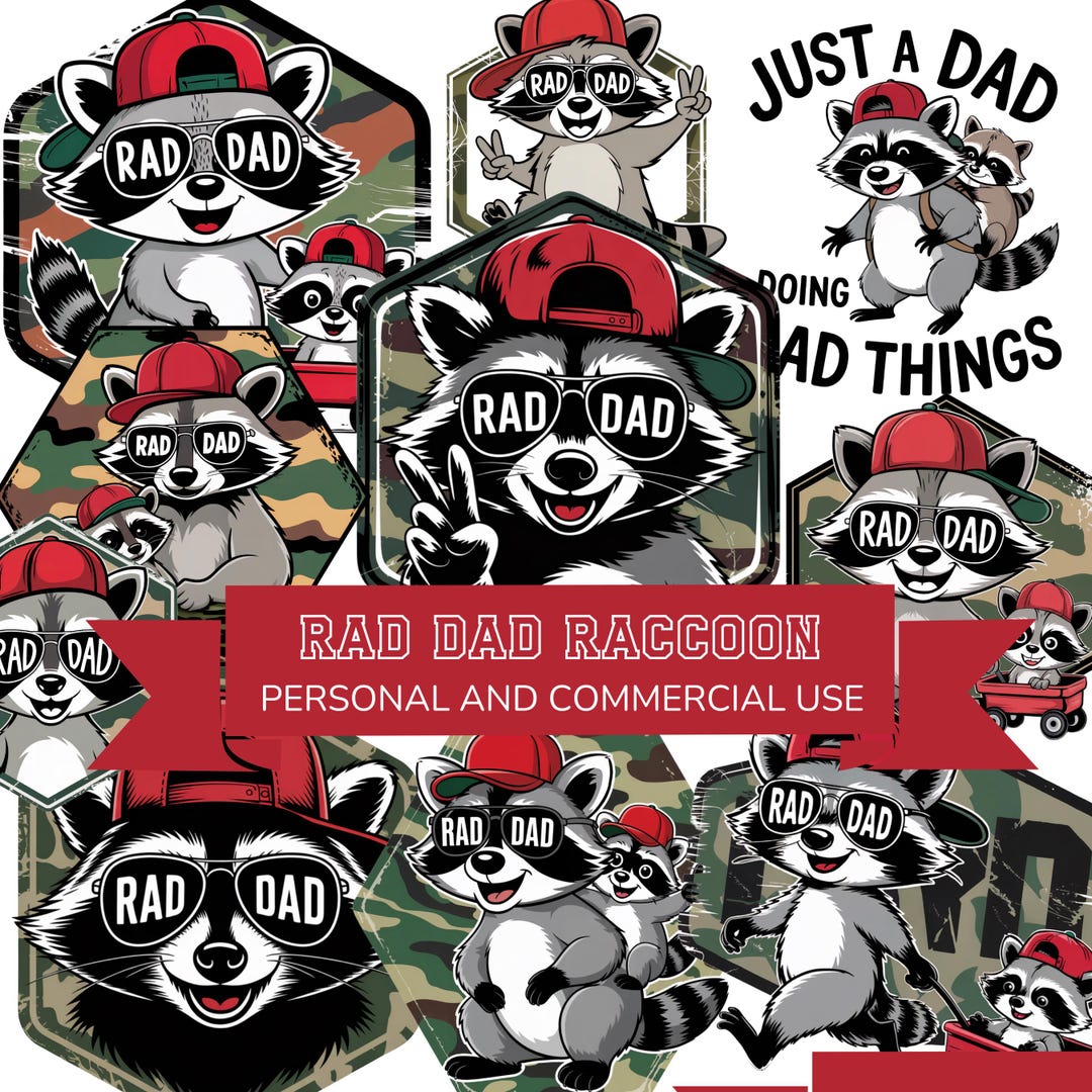 Rad Dad Raccoon PNG Clipart: Father's Day Designs (10 Pngs) - Etsy